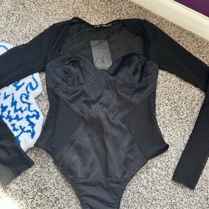 Black Zara Bodysuit with Mesh